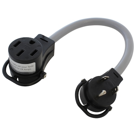 Ac Works 1.5FT EV Adapter 30A 125V TT-30 RV Plug to 50A EV Cord for Tesla EVTT30MS-018
